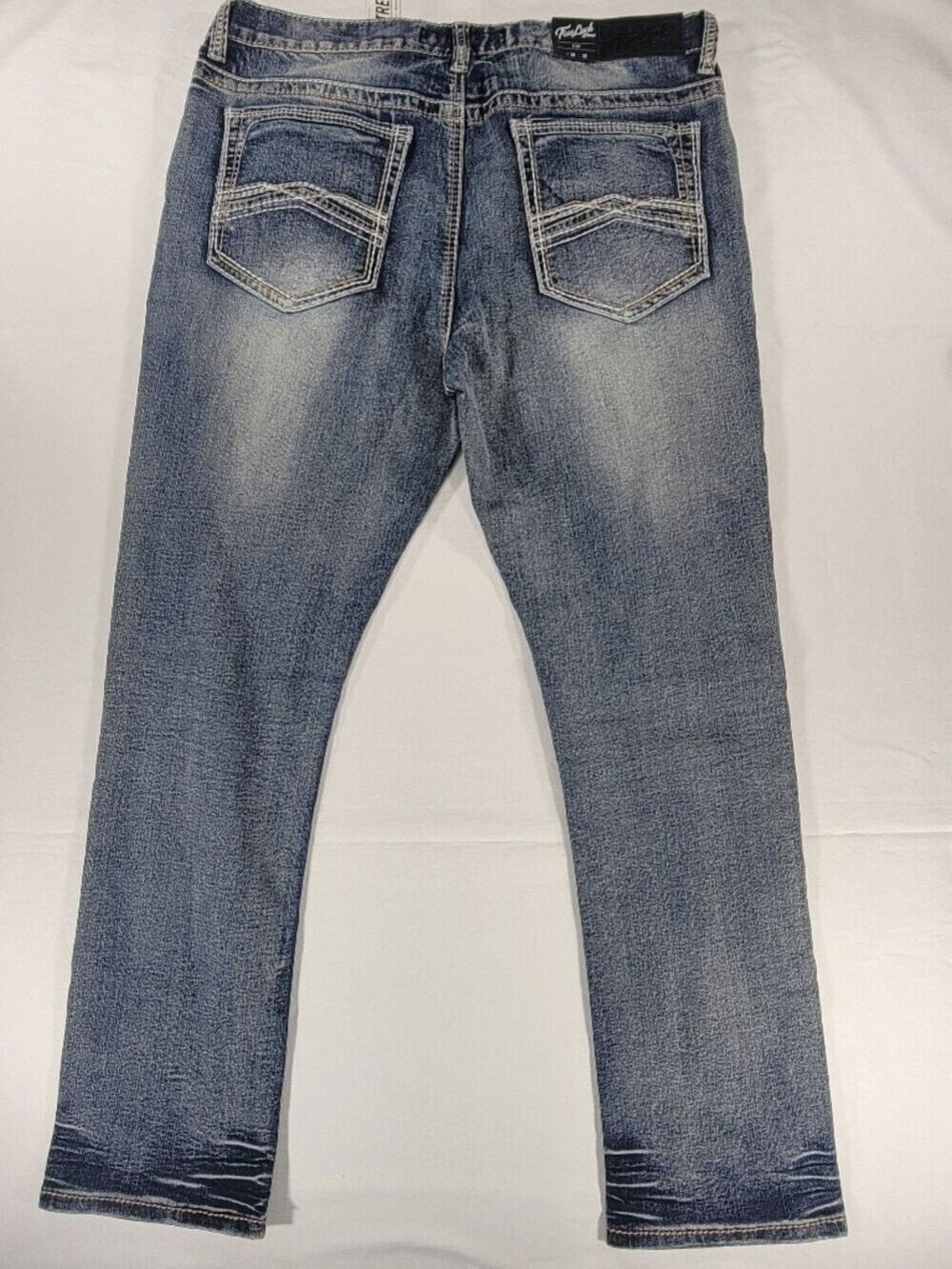 NEW True Luck Jeans Mens 38x32 Blue Stretch Straight Slim Denim NWT - Picture 6 of 11